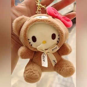 Hello Kitty Bear Plush Keychain